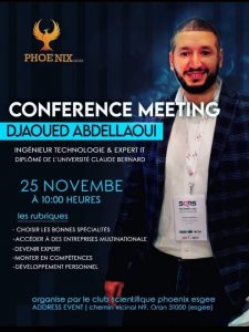 Lire la suite à propos de l’article Conférence meeting présentée par M. ABDELLAOUI Djaoued – 25 novembre 2021 à 10 h